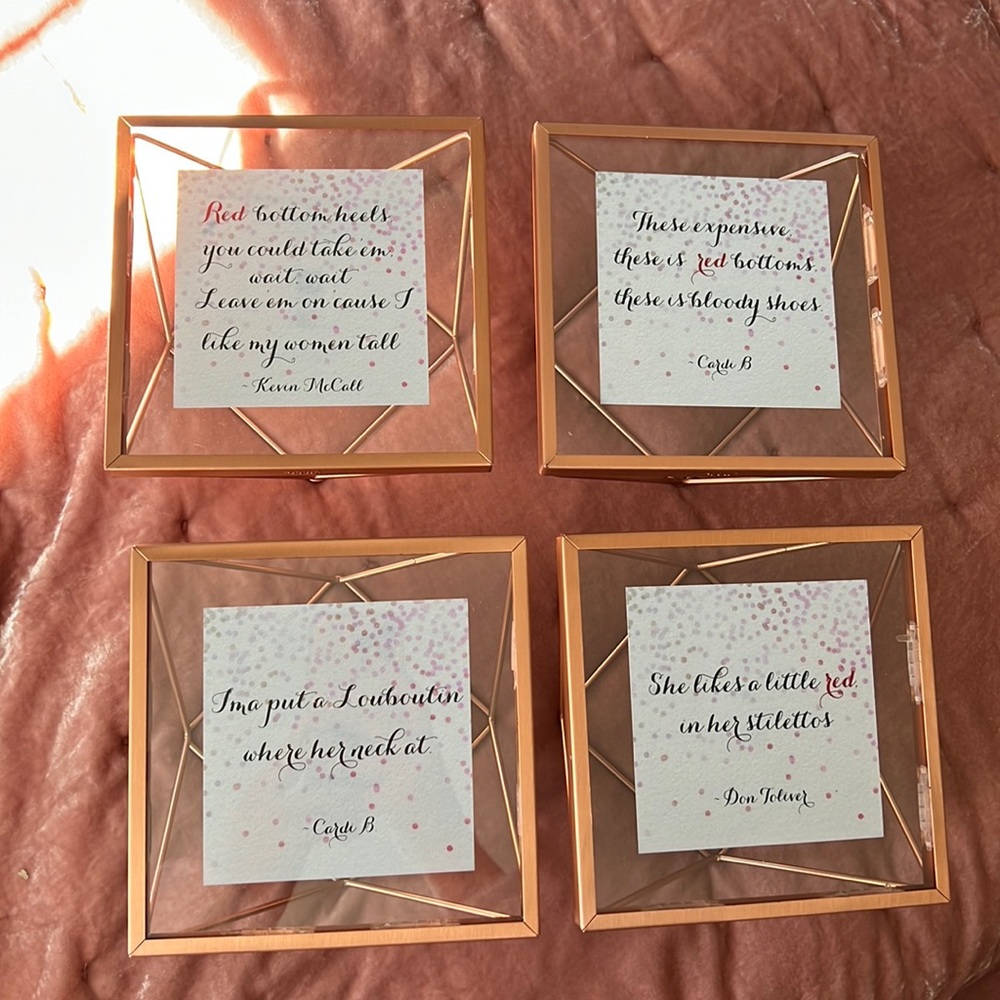 Set of four rose gold frames
